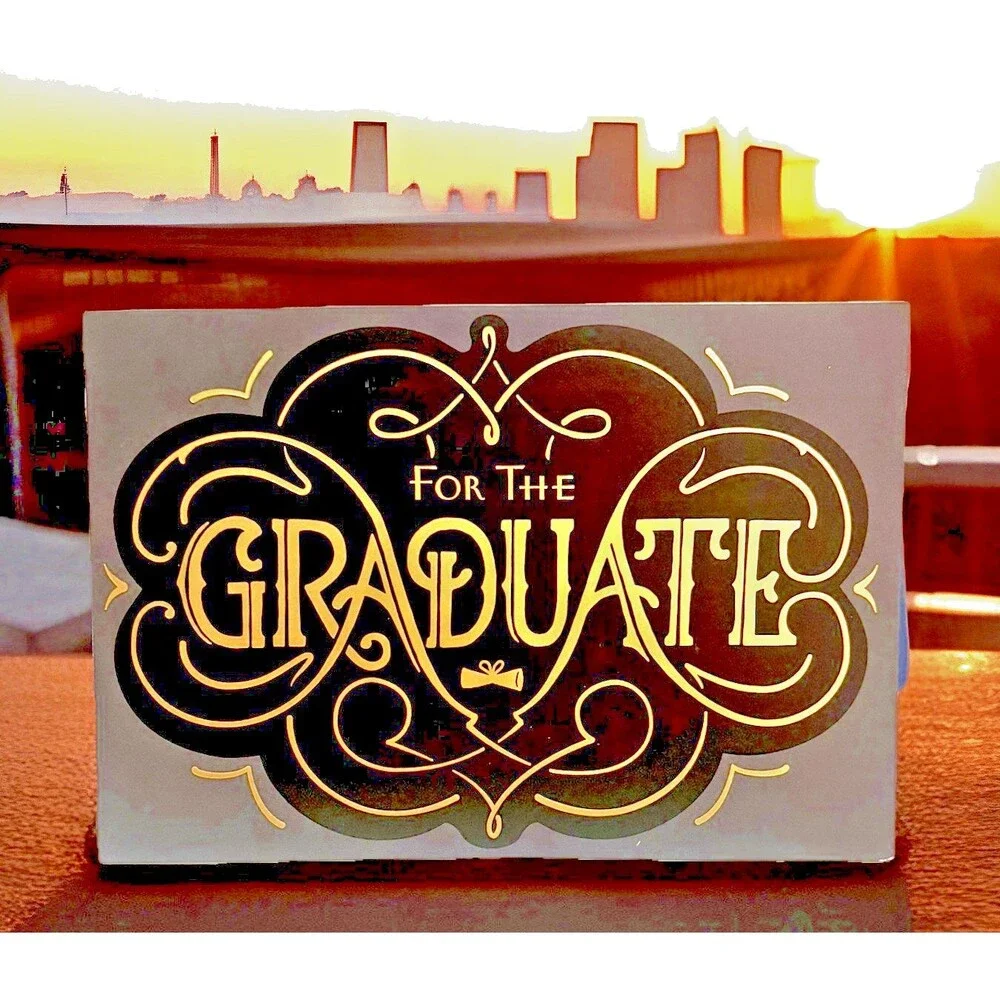 Hallmark Graduation Card Black Gold Elegant “For The Graduate” Congratulations